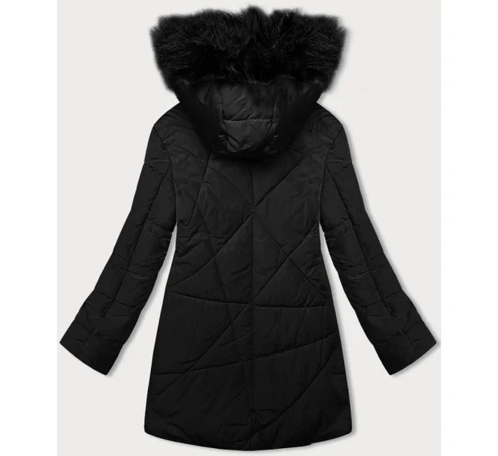 Černá dámská zimní bunda s kožešinou model 21247116 - MELYA MELODY