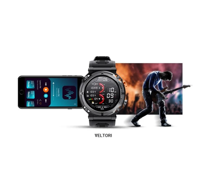 VELTORI VT130-1 Smartwatch Čierny silikónový remienok VELTORI VT130-1 Smartwatch Čierny silikónový remienok