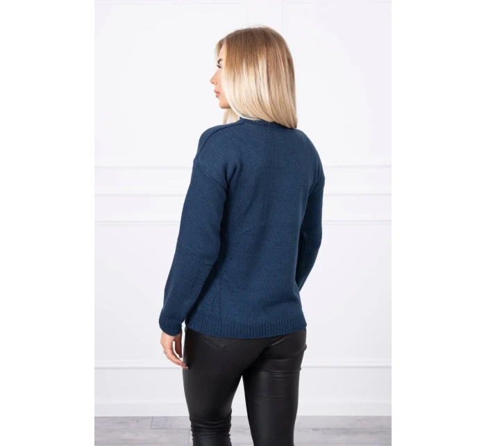 Polovičný sveter s rolákom tmavo modrý