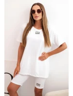 Dámsky bavlnený set s krátkym rukávom a šortkami biely Dámsky bavlnený set s krátkym rukávom a šortkami biely