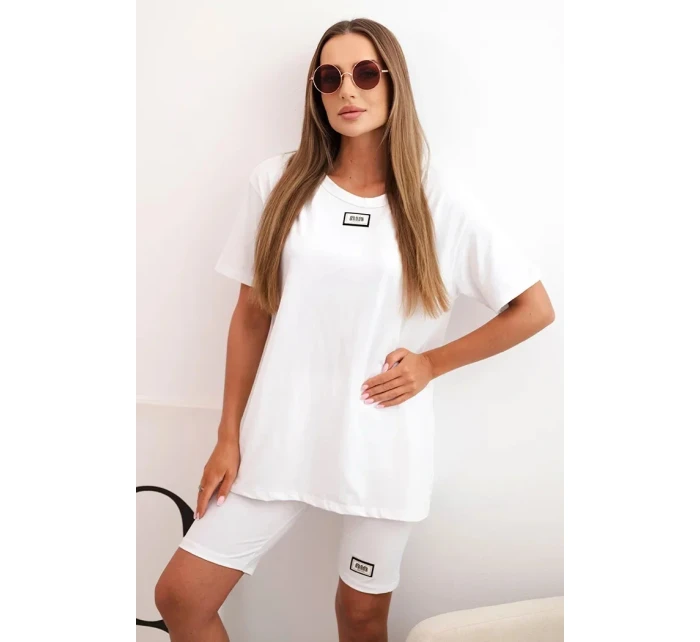 Dámsky bavlnený set s krátkym rukávom a šortkami biely Dámsky bavlnený set s krátkym rukávom a šortkami biely