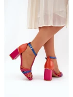 Skórzane Sandały Na Słupku Laura Messi 2879 Multikolor