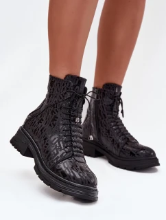 Skórzane Botki Workery Damskie Ocieplane Na Zamek Artiker 57C2257 Czarne