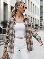 Dámska kockovaná košeľa DY0485 béžovo-čierna - FashionStreet