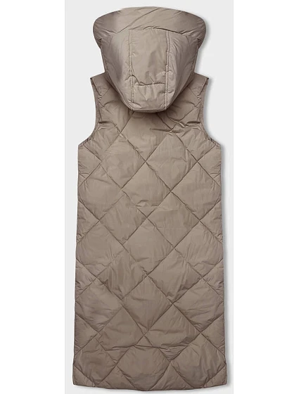 Tmavě béžová dlouhá dámská oversize vesta model 18934799 - J.STYLE Tmavě béžová dlouhá dámská oversize vesta model 18934799 - J.STYLE