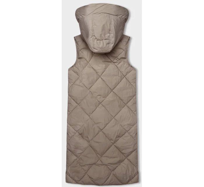 Tmavě béžová dlouhá dámská oversize vesta model 18934799 - J.STYLE