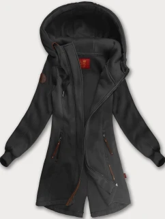 Dlhá dámska mikina v grafitovej farbe s kapucňou (AMG-675/2)