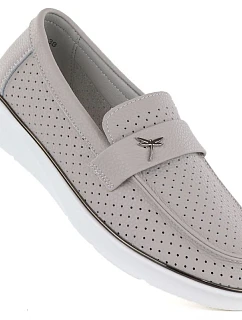 Dámské kožené mokasíny šedé model 22116539 - VINCEZA