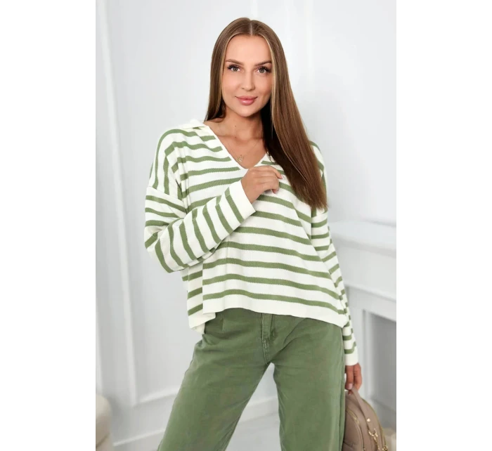 Pruhovaný sveter tmavá mäta