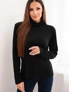 Dámska viskózna blúzka s rolákom a dlhými rukávmi čierna