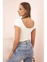 Dámska klasická bavlnená blúzka s krátkymi rukávmi modrá