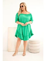 Dámske plus size bavlnené šaty s volánom zelené Dámske plus size bavlnené šaty s volánom zelené