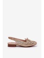 Ażurowe Baleriny Z Odkrytą Piętą Złote Navinnia Ażurowe Baleriny Z Odkrytą Piętą Złote Navinnia