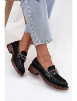 Semišové dámské mokasiny s ozdobou model 21713887 Černé - D&A