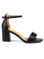 Módne dámske čierne sandále na širokom podpätku