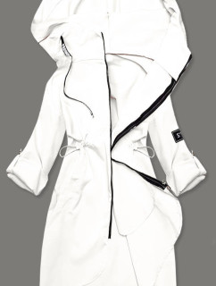 Tenký dámsky prehoz cez oblečenie v smotanovej farbe s kapucňou (B8118-26)