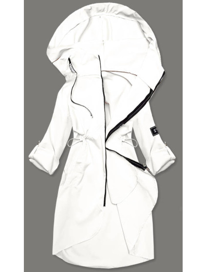 Tenký dámsky prehoz cez oblečenie v smotanovej farbe s kapucňou (B8118-26)