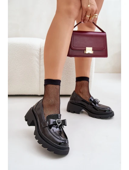 Kožené Dámské Mokasíny S Mašlí A D&A Černé model 21671787 - S.Barski Kožené Dámské Mokasíny S Mašlí A D&A Černé model 21671787 - S.Barski