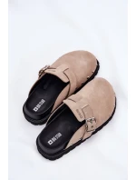 Dámske semišové papuče na platforme Big Star - béžové Dámske semišové papuče na platforme Big Star - béžové