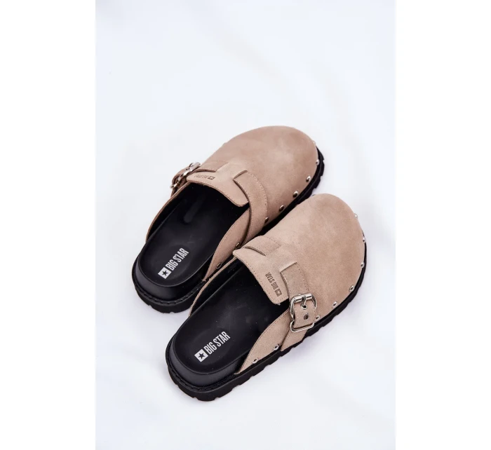 Dámske semišové papuče na platforme Big Star - béžové Dámske semišové papuče na platforme Big Star - béžové