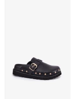 Dámske kožené papuče na platforme Big Star - čierne Dámske kožené papuče na platforme Big Star - čierne