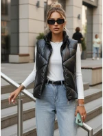 Dámska prešívaná vesta so stojačikom čierna FashionStreet TY3477