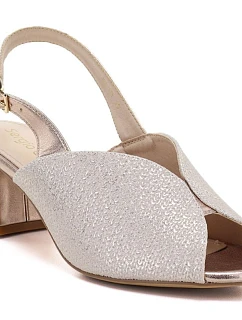 Dámske zlaté sandále na podpätku Sergio Leone SK471