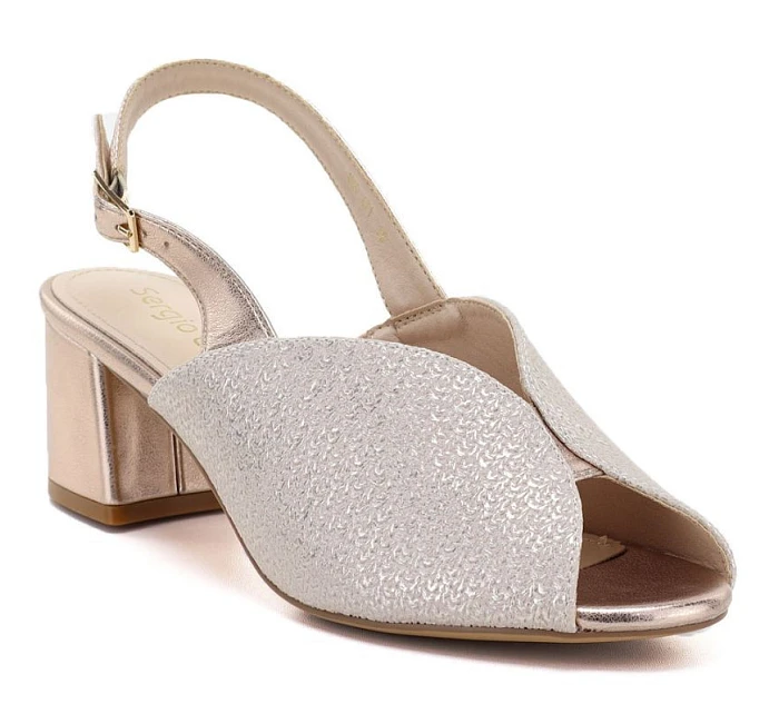 Dámské zlaté sandály na podpatku Sergio model 22121902 - LEONE