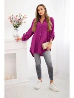 Plus veľkosť bavlnené mušelínové tričko tmavo fialové