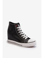 Trampki Damskie Na Koturnie Cross Jeans NN2R4005 Czarne