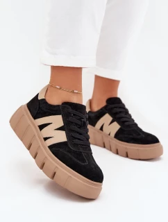 Dámské semišové sneakersy na platformě model 21704987 černé - VINCEZA