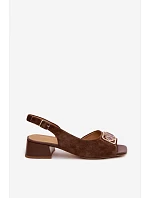 Elegantní sandály z přírodního semiše na podpatku D&A CE61-3127 Hnědé
