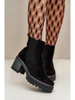 Dámske zateplené členkové topánky na podpätku Eco Suede Black Irissinae Dámske zateplené členkové topánky na podpätku Eco Suede Black Irissinae