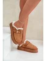 Dámske papuče s hrubou podrážkou, s kožušinou a prackou Camel Linneola Dámske papuče s hrubou podrážkou, s kožušinou a prackou Camel Linneola