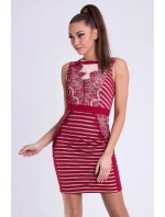 EMAMODA dámské krátké společenské šaty bordó - Bordó / S - EMAMODA EMAMODA dámské krátké společenské šaty bordó - Bordó / S - EMAMODA