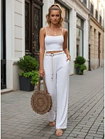 Dámske nohavice so širokými nohavicami, biele, FashionStreet UY3070 Dámske nohavice so širokými nohavicami, biele, FashionStreet UY3070