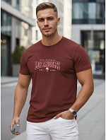 Koszulka męska bawełniana z napisem bordowy model 22315979 - FashionStreet