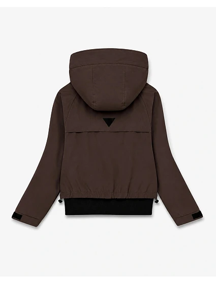 Krátká bunda s kapucí, čokoládová model 22346623 - S'WEST Krátká bunda s kapucí, čokoládová model 22346623 - S'WEST