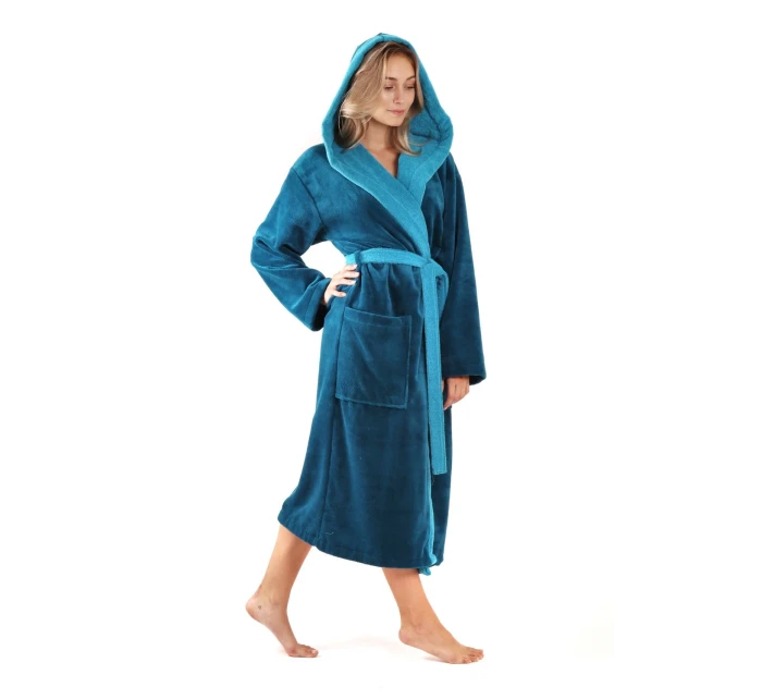 Dámsky župan Tampa duo s kapucňou 3959 petrol - Vestis