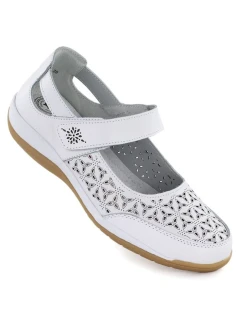 Dámska kožená poltopánka so suchým zipsom biela Jezzi 9763