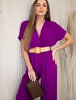 Kombinéza s ozdobným pásom tmavo fialová