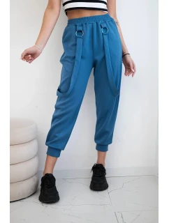 Nohavice s ozdobnými pruhmi z maslovej džínsoviny