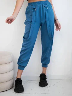 Kalhoty s ozdobnými proužky máslové látky džínovina