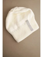 Dámská zimní čepice vlněná s krystaly model 21750390 ecru - K-Fashion