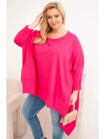 Dámska mikina s kapucňou Plus Size s fuchsiovou potlačou