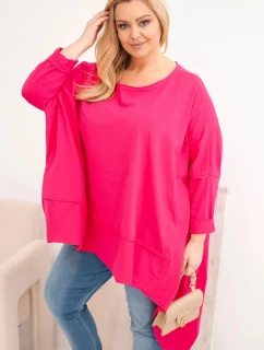 Dámska mikina s kapucňou Plus Size s fuchsiovou potlačou