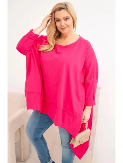 Dámska mikina s kapucňou Plus Size s fuchsiovou potlačou