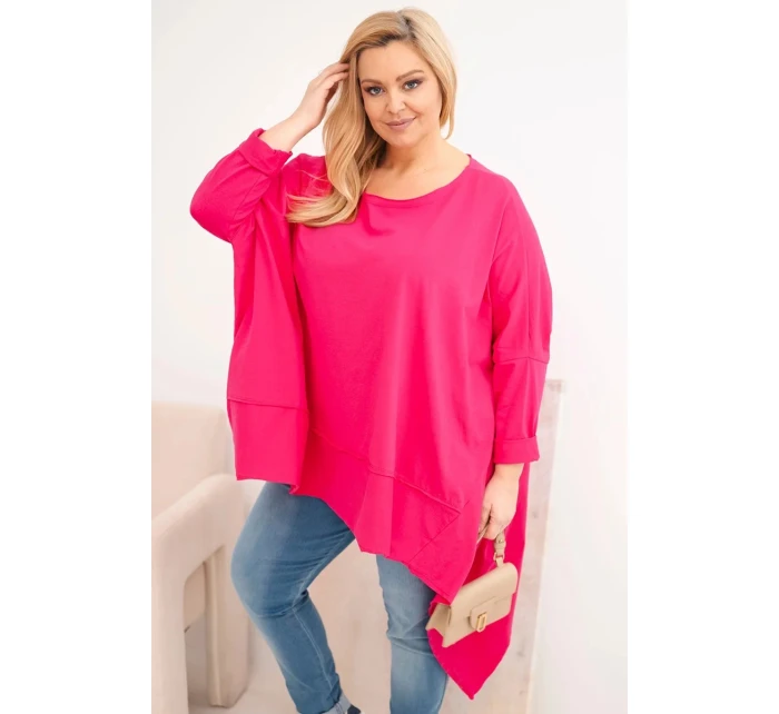 Dámska mikina s kapucňou Plus Size s fuchsiovou potlačou