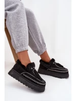 Dámské sněhule na platformě s kožíškem a třásněmi Černé Ferayne