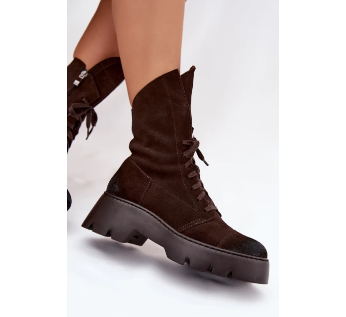 Dámské workery Z Naturalnego Zamszu Zazoo 976 Čokoládové